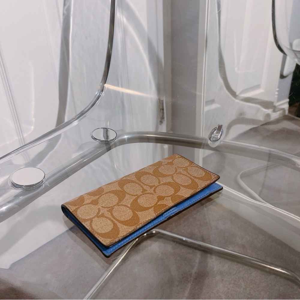Coach Brown and Blue Wallet Elegant Design